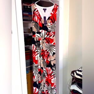 ✨ Vintage Stylish Long Tall Sally Stylish Red, Black Patterned Summer Maxi Dress